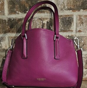 Kate Spade Small Abbott Satchel Dark Pink Crossbody Magenta Purse Pebble Leather
